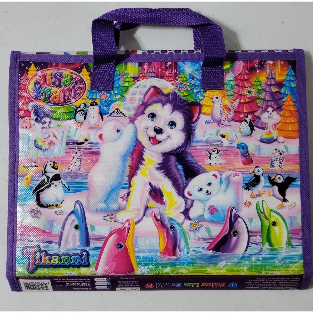 Lisa Frank TIKANNI HUSKY Trifold Portfolio Storage Case Folder School Art - Picture 1 of 5